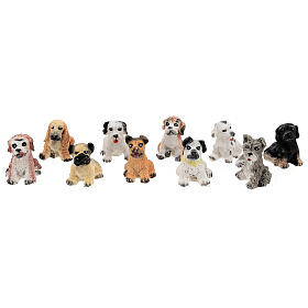 Hunde aus Harz 10 Stück für Krippen von 8-10 cm