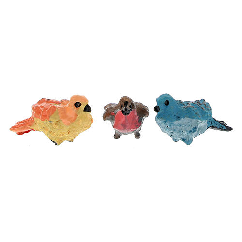 Colorful birds (pack 12 pcs) real h 2 cm Nativity scenes 4-8 cm 2