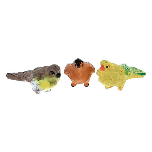 Colorful birds (pack 12 pcs) real h 2 cm Nativity scenes 4-8 cm 3