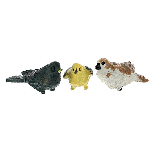 Colorful birds (pack 12 pcs) real h 2 cm Nativity scenes 4-8 cm 4