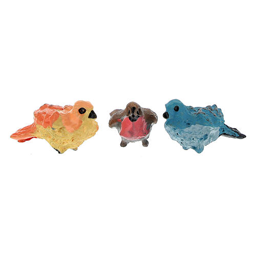 Pássaros coloridos 12 peças altura 2 cm para presépio com figuras altura média 4-8 cm 2