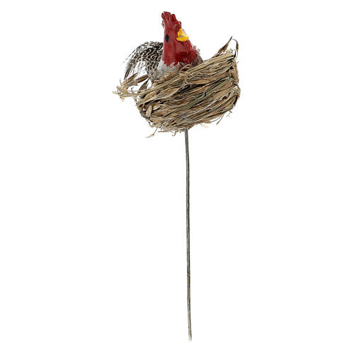 Gallina con nido y huevos belén 10-12 cm 2
