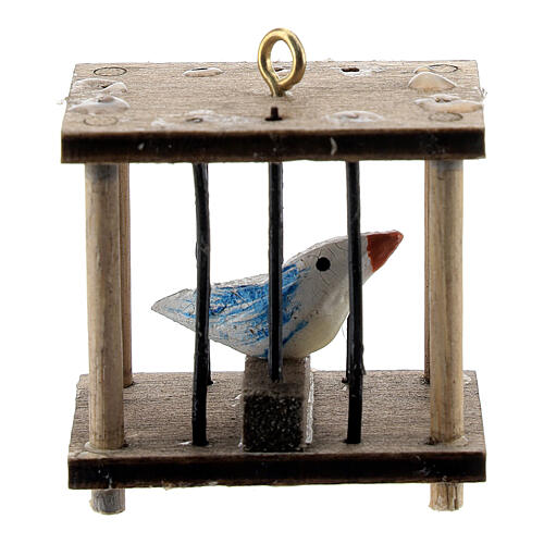 Gaiola quadrada com pássaro miniatura para presépio com figuras altura média 10-12 cm 1