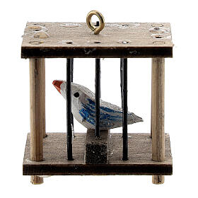 Square cage with bird figurine nativity 10-12 cm