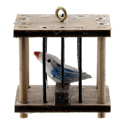 Square cage with bird figurine nativity 10-12 cm 2