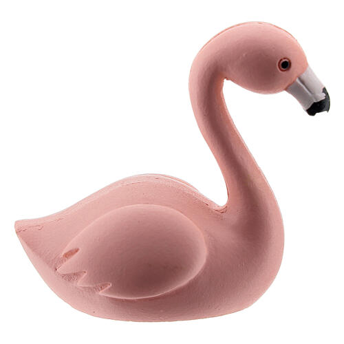 Flamingo cor-de-rosa em miniatura resina 4 cm para presépio com figuras altura média 10-12 cm 2