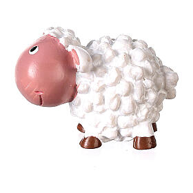 4 cm hohes weißes Schaf fűr Weihnachtskrippe, Kinderlinie, 8 cm