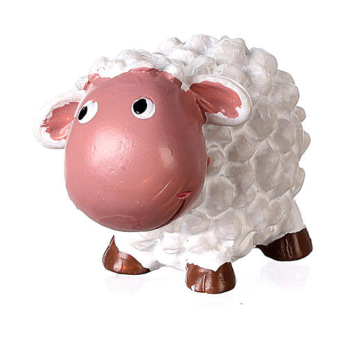 4 cm hohes weißes Schaf fűr Weihnachtskrippe, Kinderlinie, 8 cm 2