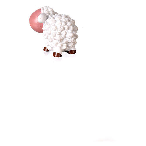 4 cm hohes weißes Schaf fűr Weihnachtskrippe, Kinderlinie, 8 cm 4