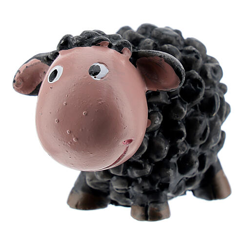 Schaf (4 cm) mit schwarzem Fell aus Harz fűr Weihnachtskrippe, Kinderlinie, 8 cm 3