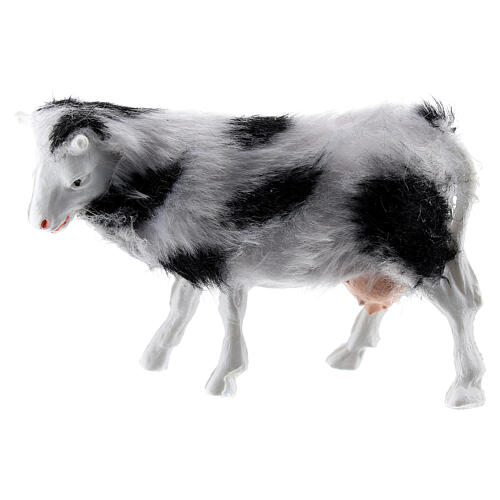 Vaca em miniatura com pelagem macia 4 cm para presépio com figuras altura média 6-8 cm 1