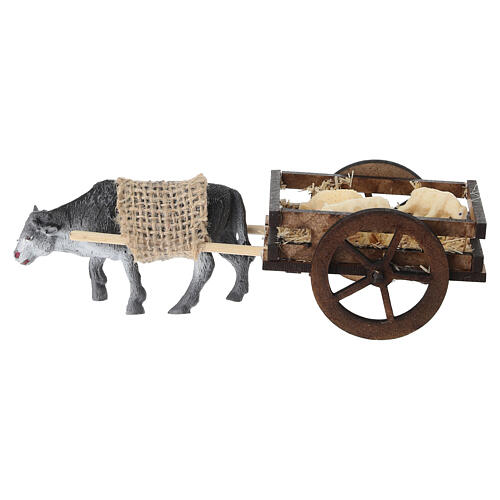 Charrette boeuf avec agneaux bricolage crèche 6-8 cm 2
