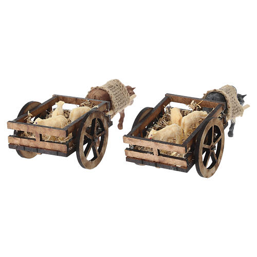 Charrette boeuf avec agneaux bricolage crèche 6-8 cm 5