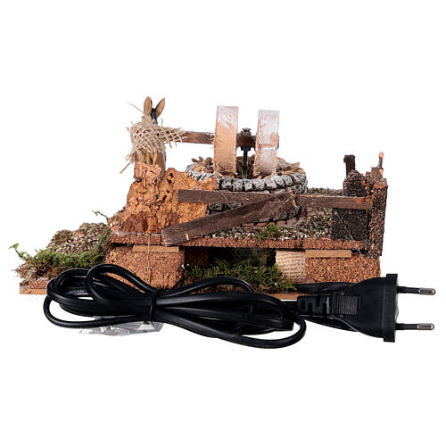 Animated setting millstone with donkey 20x15x10 cm for Nativity Scene with 8-10 cm figurines 4