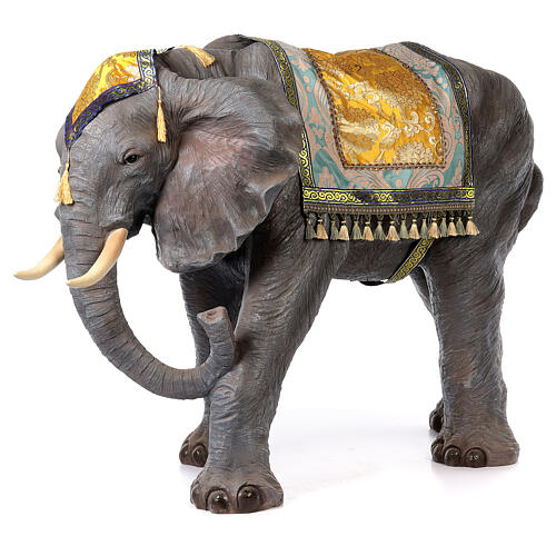 Elefant mit Sattel aus Harz für Krippe, 100 cm 3
