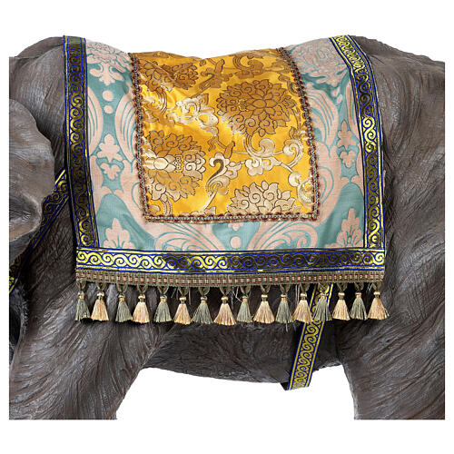 Elefant mit Sattel aus Harz für Krippe, 100 cm 4