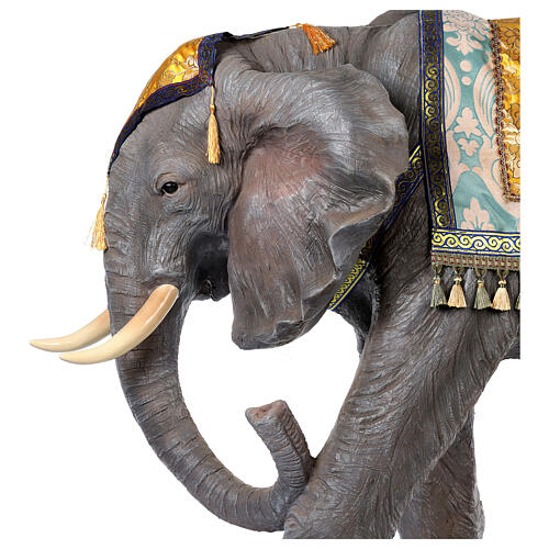 Éléphant avec selle crèche résine 100 cm 2