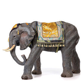 Elephant statue with rug saddle in resin 100 cm nativity