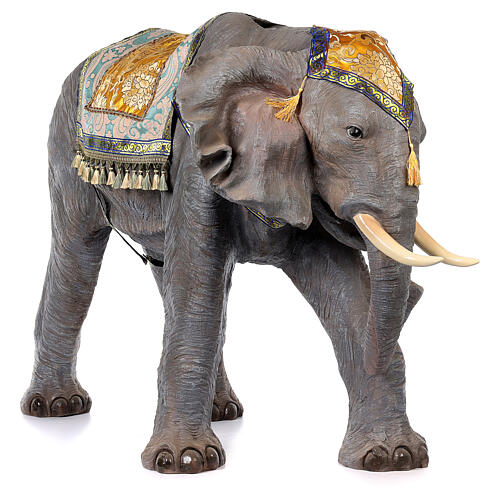 Elephant statue with rug saddle in resin 100 cm nativity 5