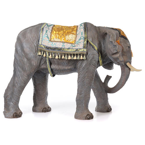 Elephant statue with rug saddle in resin 100 cm nativity 6