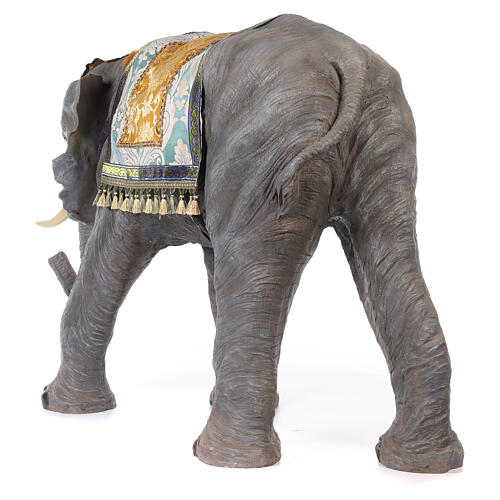 Elephant statue with rug saddle in resin 100 cm nativity 7