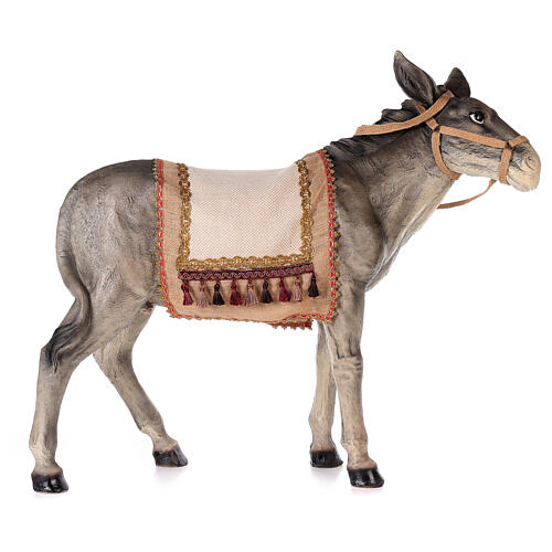Donkey with saddle in resin for Nativity scene 100 cm 1