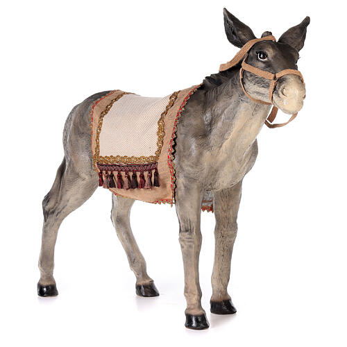 Donkey with saddle in resin for Nativity scene 100 cm 3
