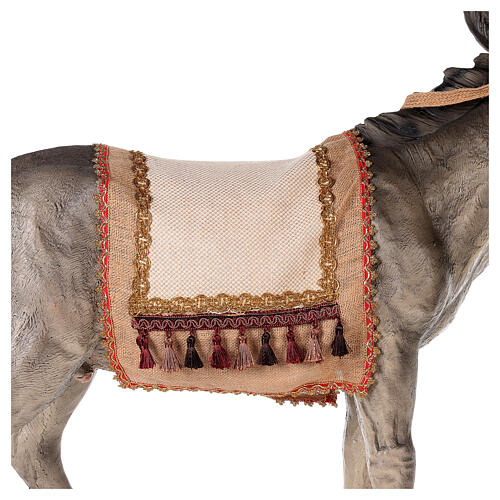 Donkey with saddle in resin for Nativity scene 100 cm 5