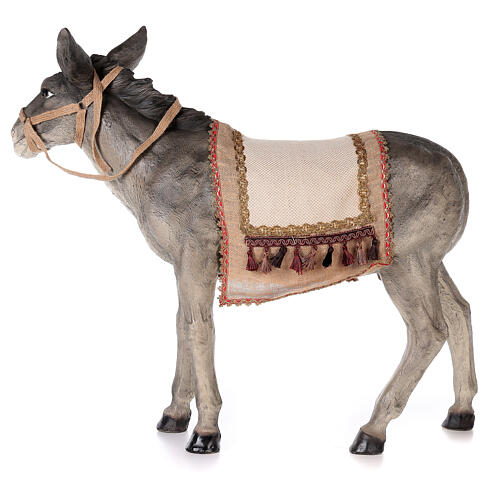 Donkey with saddle in resin for Nativity scene 100 cm 6