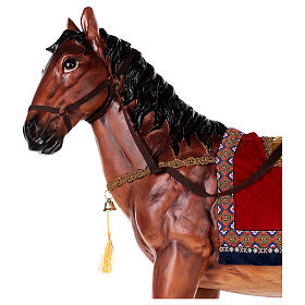 Pferd mit Sattel aus Harz für Krippe, 100 cm