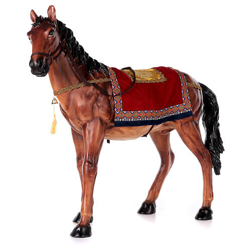 Pferd mit Sattel aus Harz für Krippe, 100 cm 3