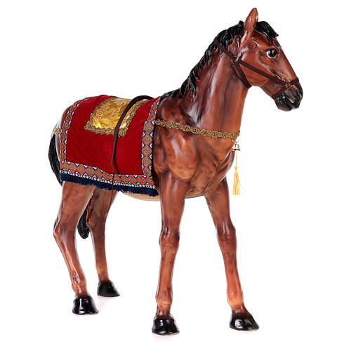 Pferd mit Sattel aus Harz für Krippe, 100 cm 4