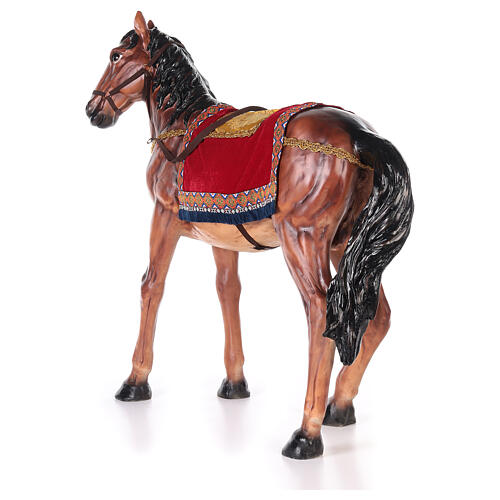 Pferd mit Sattel aus Harz für Krippe, 100 cm 7