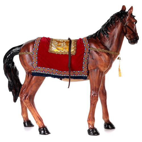 Horse statue with saddle in resin for nativity 100cm 6