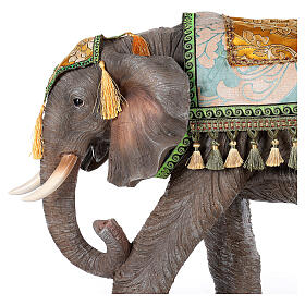 Elefant aus Harz mit Sattel für Krippe, 60 cm