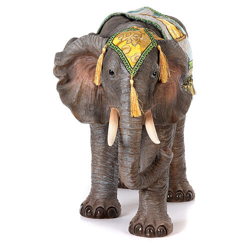 Elefant aus Harz mit Sattel für Krippe, 60 cm 4