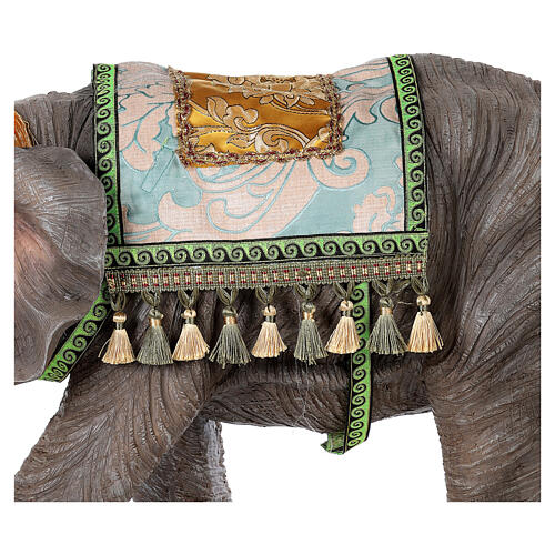 Elefant aus Harz mit Sattel für Krippe, 60 cm 5