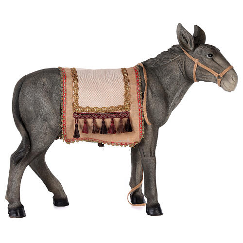 Nativity donkey statue in resin 80 cm with saddle 1