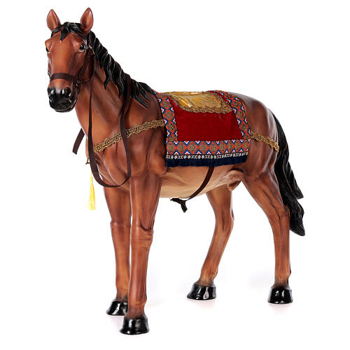 Cavalo com sela resina para presépio com figuras de altura média 80 cm 3