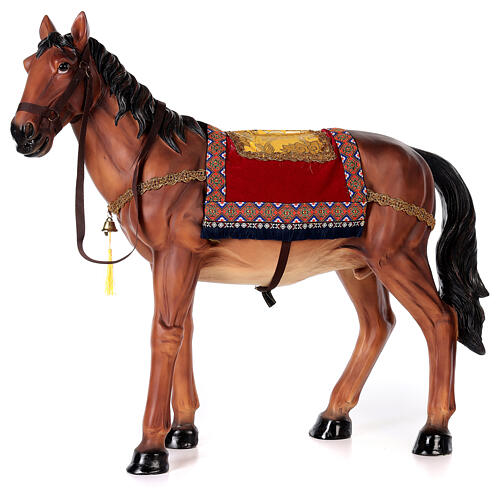 Horse figure in resin nativity 80 cm with rug saddle 1