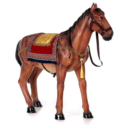 Horse figure in resin nativity 80 cm with rug saddle 4