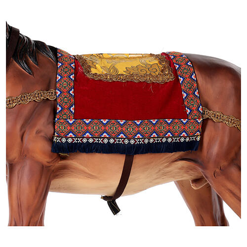 Horse figure in resin nativity 80 cm with rug saddle 5