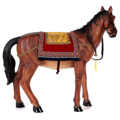 Horse figure in resin nativity 80 cm with rug saddle 6