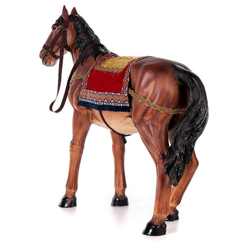 Horse figure in resin nativity 80 cm with rug saddle 7