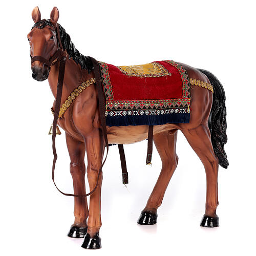 Pferd mit Sattel aus Harz für Krippe, 60 cm 3