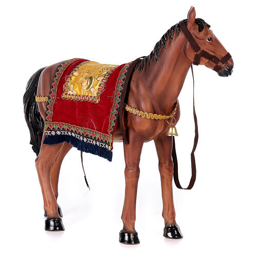Pferd mit Sattel aus Harz für Krippe, 60 cm 5