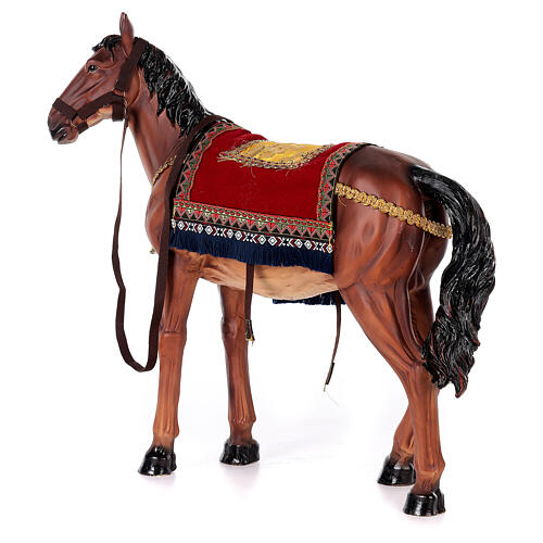 Pferd mit Sattel aus Harz für Krippe, 60 cm 7