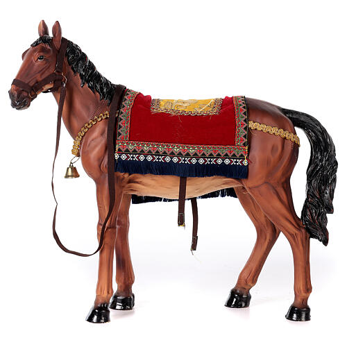 Cavalo com sela resina para presépio com figuras de altura média 60 cm 1