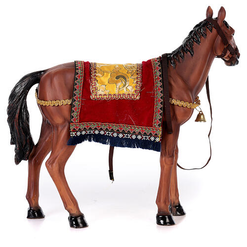 Cavalo com sela resina para presépio com figuras de altura média 60 cm 6