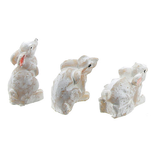 Rabbit figurines in resin for nativity 8-10 cm assorted models 4
